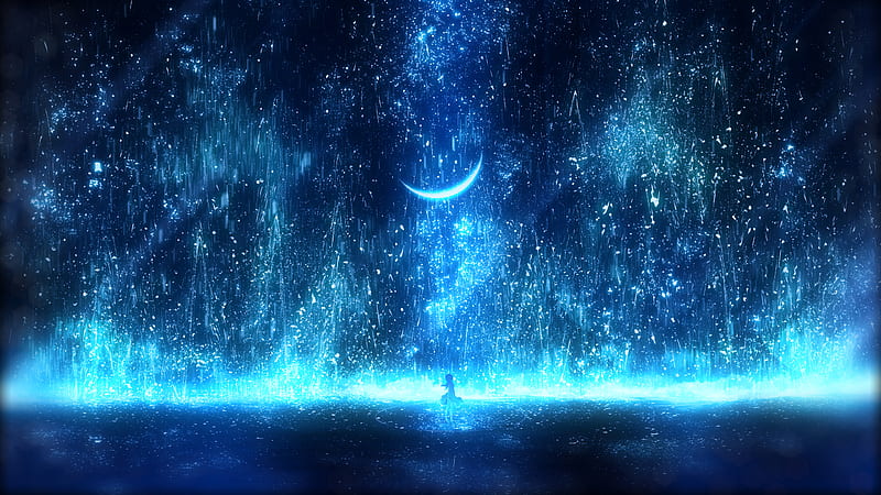 Shrine Gate Night Sky Anime Scenery 4K Wallpaper #6.2588