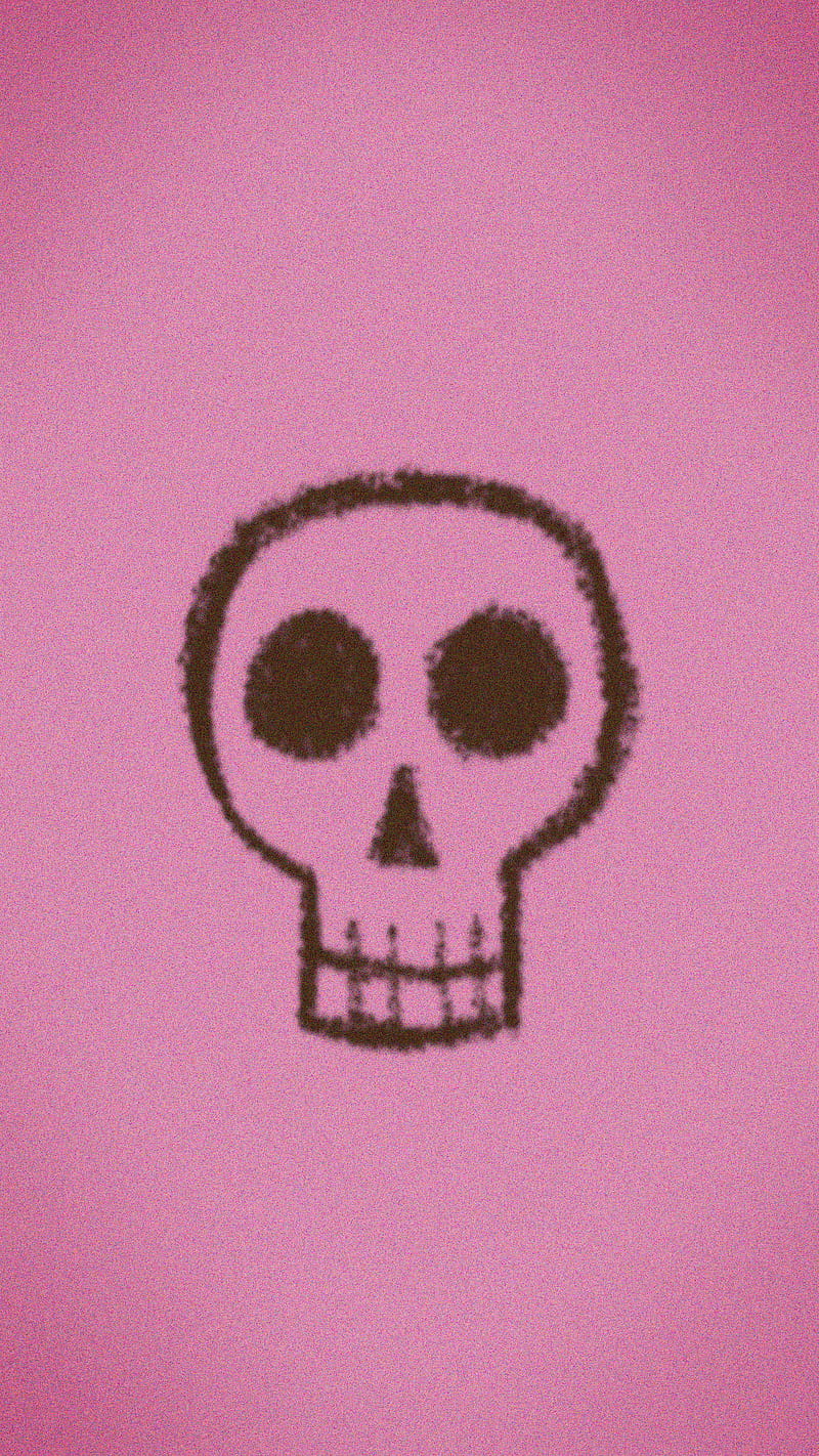 SKULL, doodle, drawing, grainy, halloween, pink, scary, skeleton, spooky, texture, HD phone wallpaper