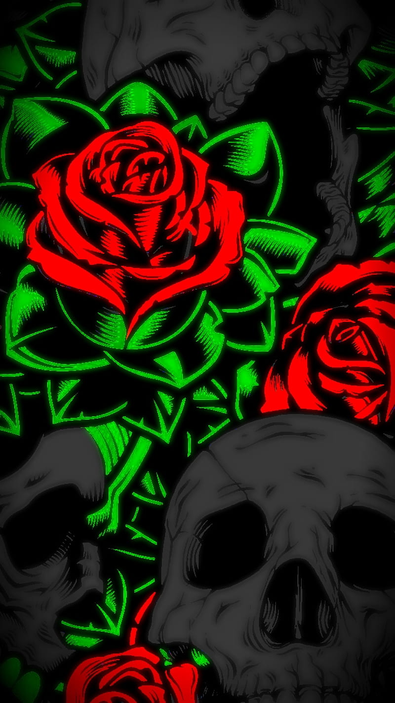 Rose skulls, roses, HD phone wallpaper