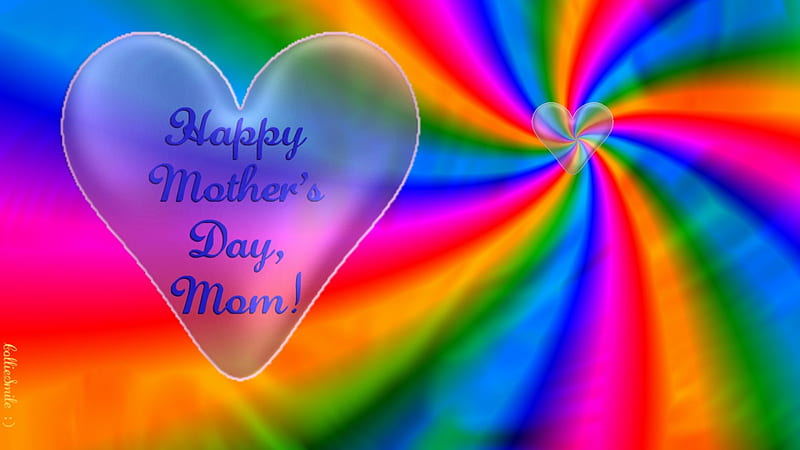 Happy Mother's Day, Mom! :D, ho1iday, golden, colors, deep pink, corazones, Mothers Day, va1entine, multicolored, love, heart, Happy Mothers Day, blue, HD wallpaper