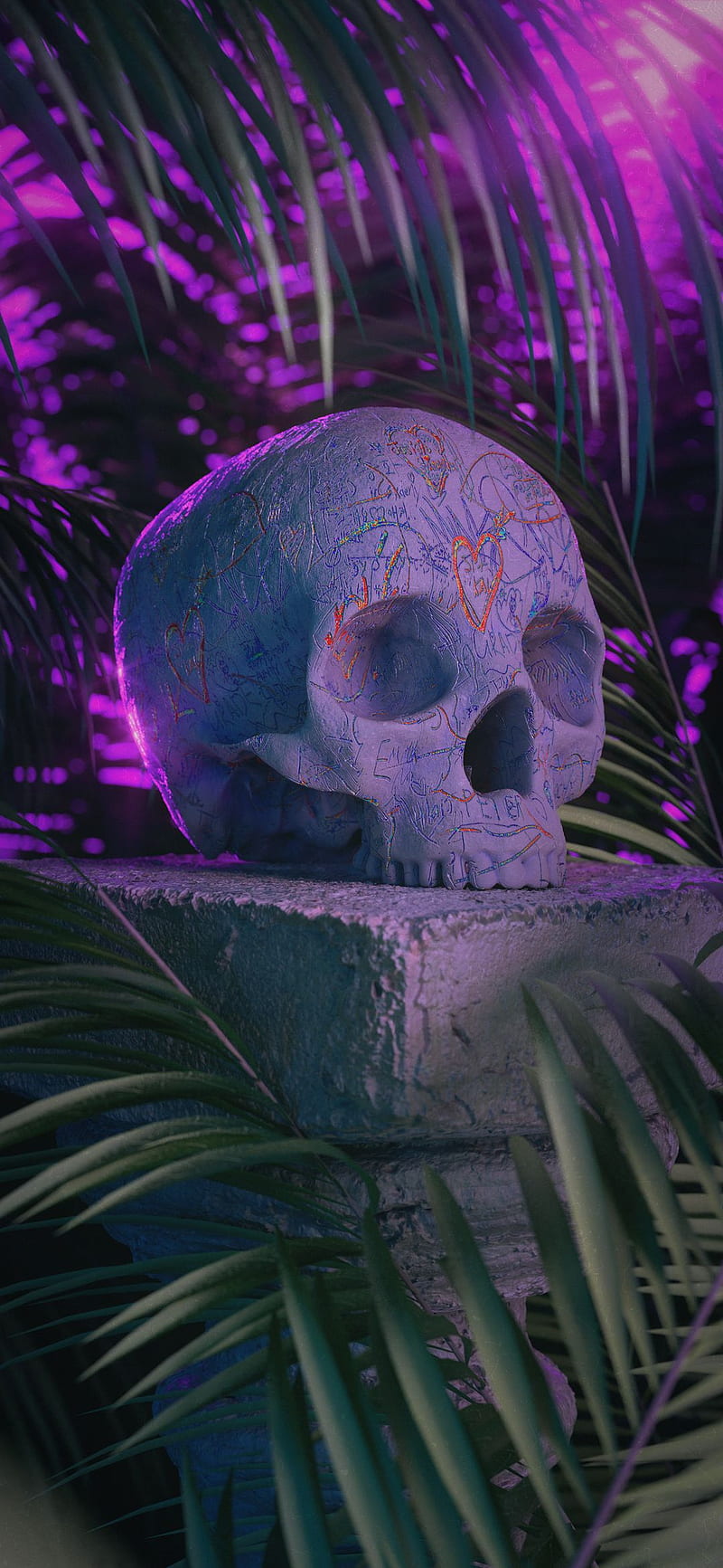 Skullz, night, purple, HD phone wallpaper