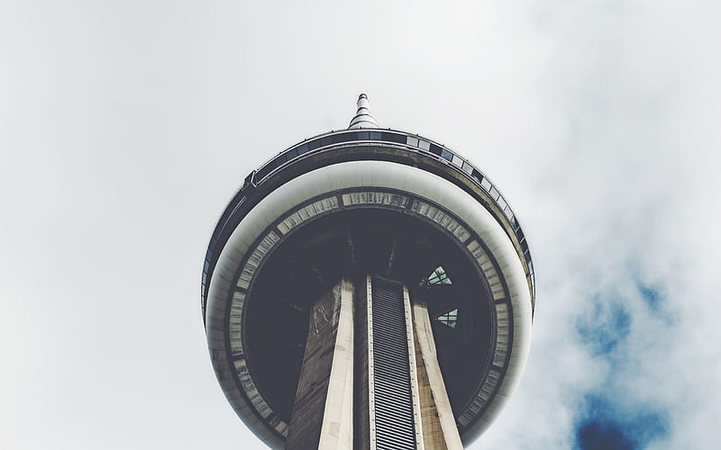 CN Tower, Toronto, Tower, view from below, sky, Canada, HD wallpaper