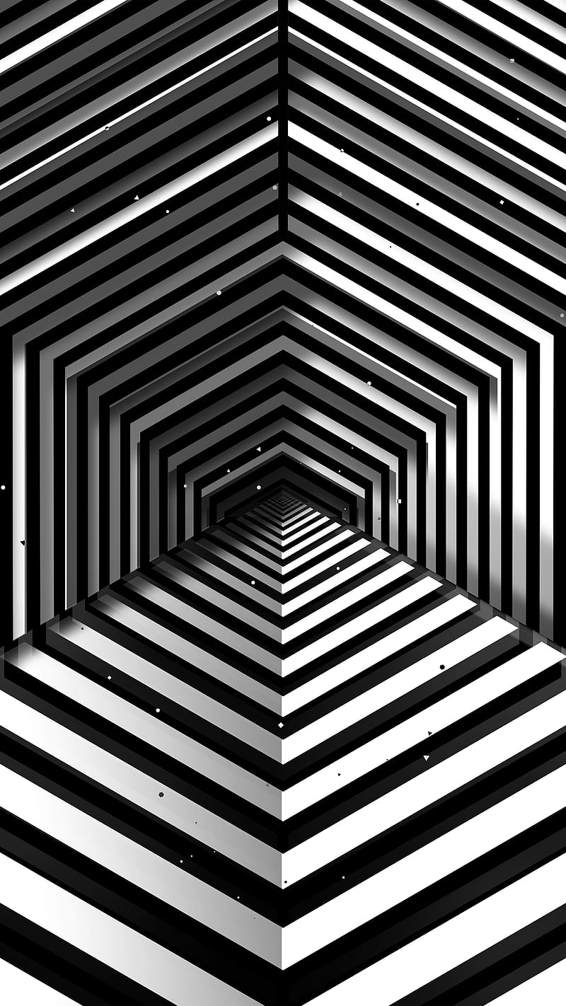 Hexagonal portal, Divin, background, black-white, corridor, figure, geometric, geometry, hexagon, illusion, kinetic, music, op-art, opart, optical, optical-art, parametric, striped, tunnel, visual, HD phone wallpaper
