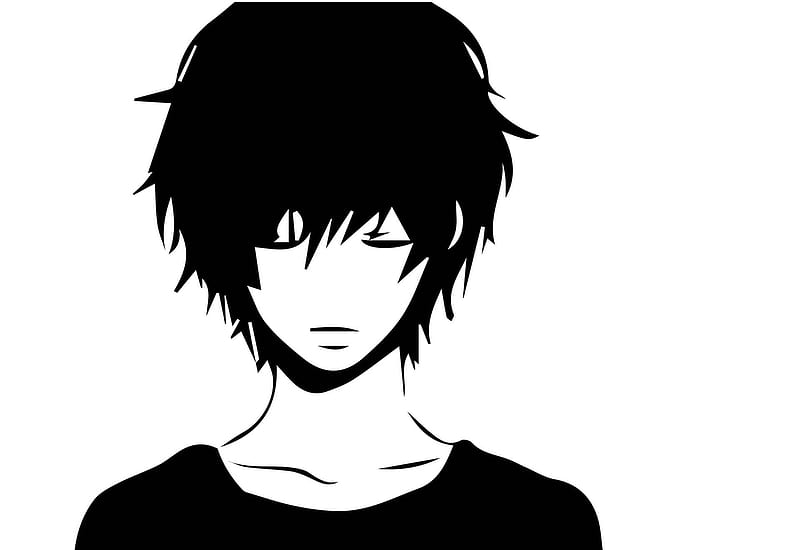 Sad Anime Boy Minimalist, Anime Minimalist White, HD wallpaper
