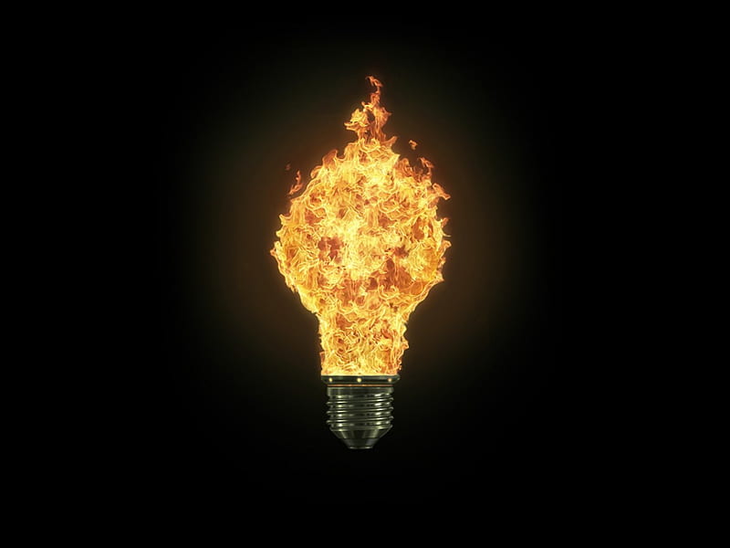 Flammable bulb, bulb, flame, HD wallpaper