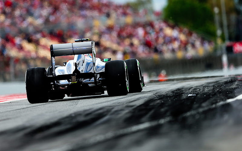 Formula 1, racing car, rear view, F1, racing track, HD wallpaper