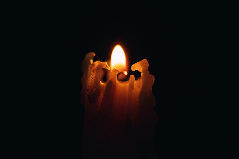 candle, flame, fire, wax, black, HD wallpaper