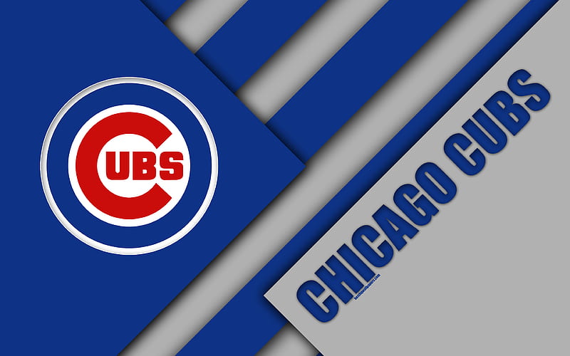 Chicago Cubs, MLB gray blue abstraction, logo, material design, American baseball club, Chicago, Illinois, USA, Major League Baseball, National League, HD wallpaper