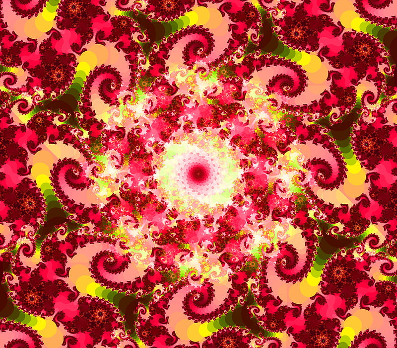 fractal, abstraction, pattern, swirl, pink, HD wallpaper