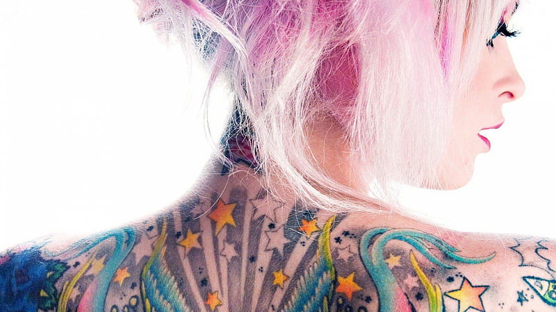 Tattoo, flower, cheveux, dessin, rose, HD wallpaper