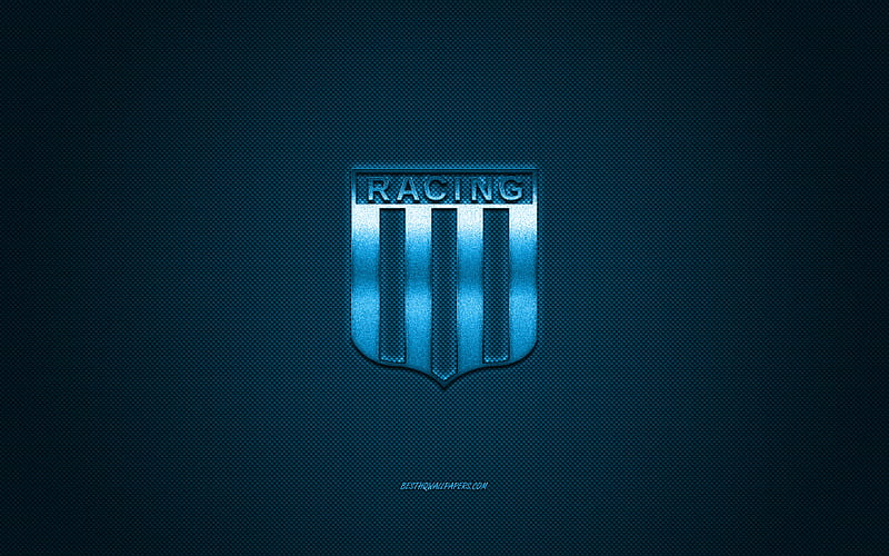 Racing FC, glitter logo, Argentine Primera Division, blue white checkered  background, HD wallpaper