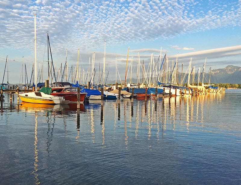 boats, yachts, masts, sea, bay, HD wallpaper