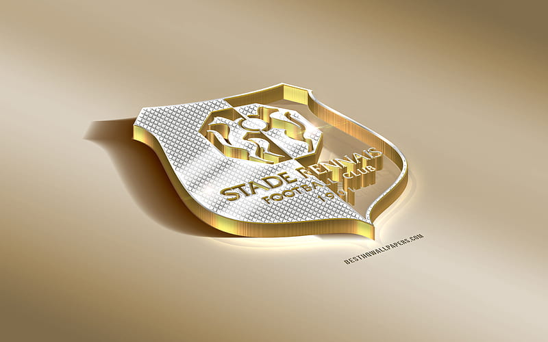 Stade Rennais FC, French football club, golden silver logo, Rennes, France, Ligue 1, 3d golden emblem, creative 3d art, football, HD wallpaper