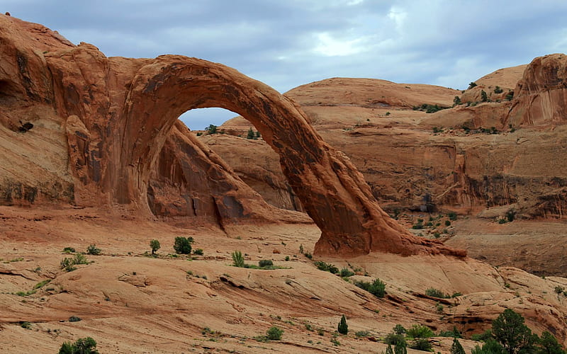 Corona Arch, Moab, Utah, USA, Canyons, Desert, Arch, HD wallpaper
