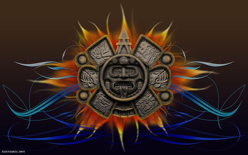 AZTEC SUN, art, aztec, HD wallpaper