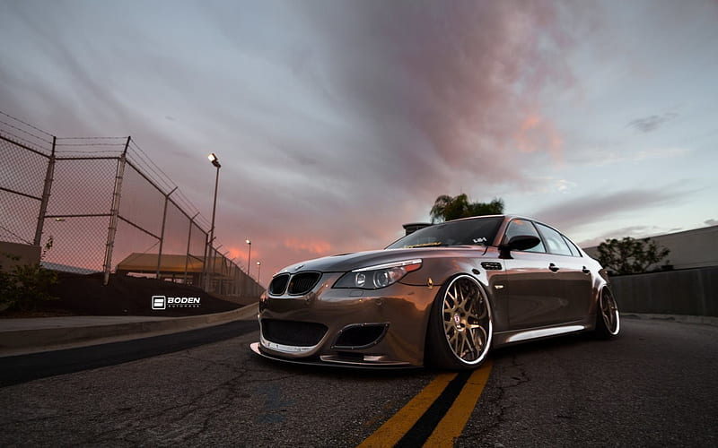BMW M5, low rider, tuning, e60, stance, supercars, BMW, HD wallpaper