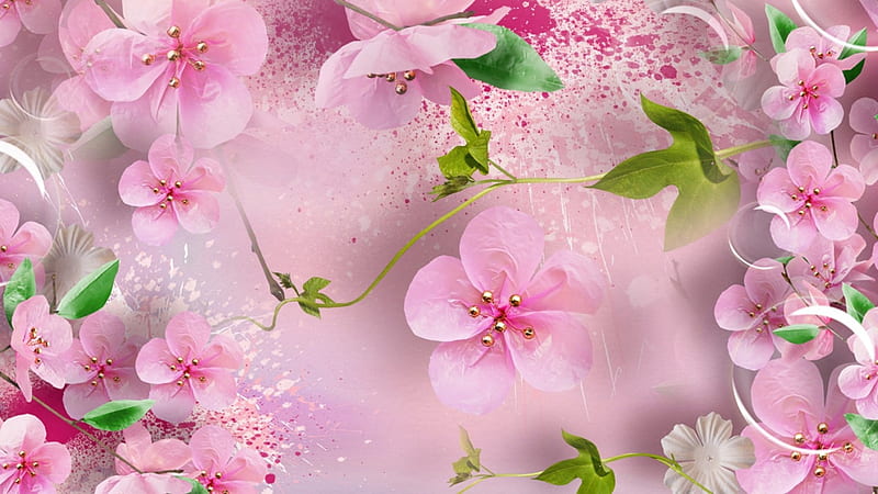 Spring Pinks, sakura, bubbles, plum bloossoms, spring, pink, cherry blossoms, HD wallpaper