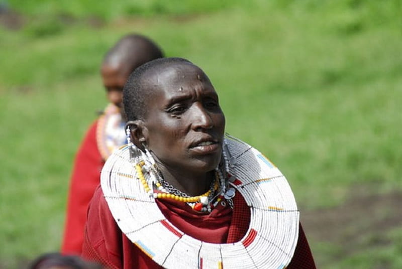 Woman Masai, red, green, Masai, child, Woman, HD wallpaper