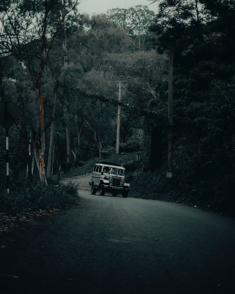 jeep, car, suv, gray, old, road, HD phone wallpaper