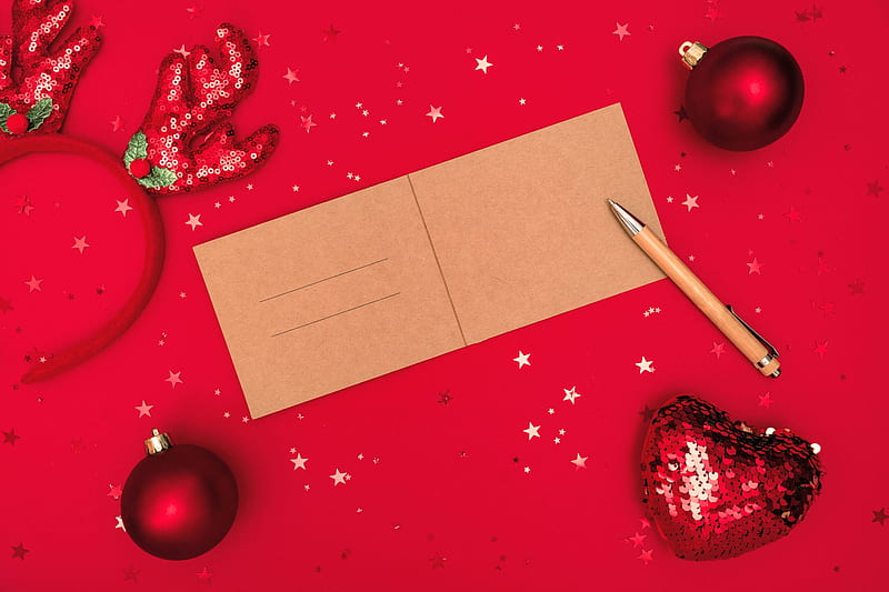 Holiday, Christmas, Bauble, Heart, Pen, Sequin, HD wallpaper