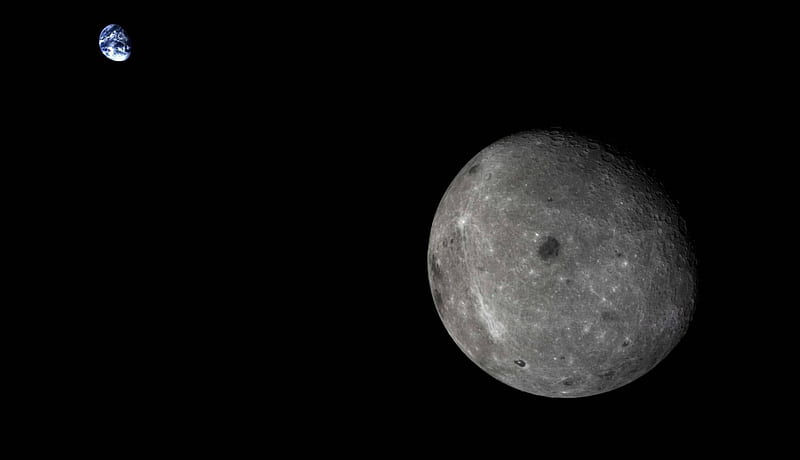 Moon and Earth from Chang'e 5-T1, moon, cool, planet, space, fun, earth, HD wallpaper