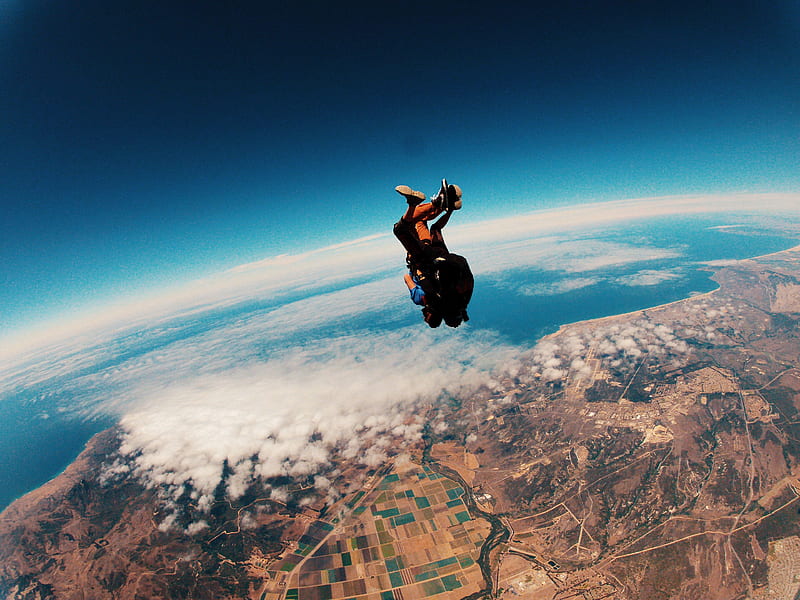person skydiving on air during daytime, HD wallpaper