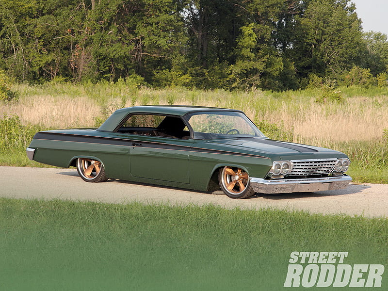 62 Impala, gm, chevy, classic, green, HD wallpaper