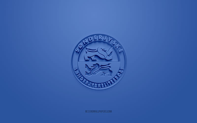 Sonderjyske, creative 3D logo, blue background, 3d emblem, Danish football club, Danish Superliga, Haderslev, Denmark, 3d art, football, Sonderjyske 3d logo, HD wallpaper