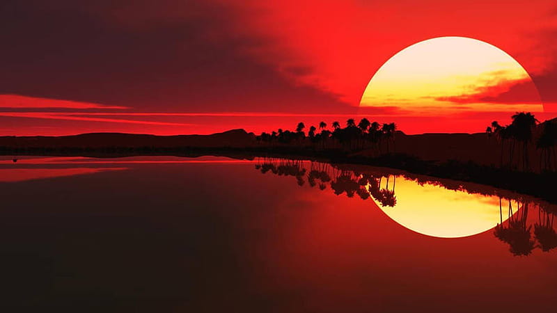 Laptop Red Sunset Background Laptop, HD