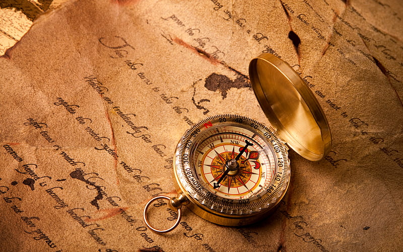 Golden Compass, pretty, amazing, golden, bonito, parchment, abstract, old, compass, nice, way, scroll, letter, HD wallpaper