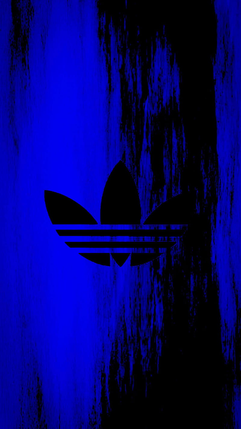 Adidas Logo 1, adidas logo, black, blue, dark blue, gradient, HD phone wallpaper