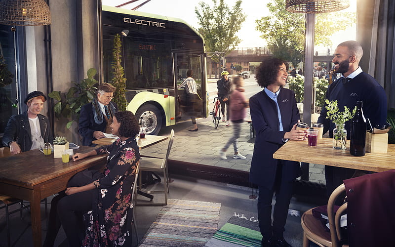 Volvo 7900 Electric, 2018, new electric bus, public transport, Gothenburg, Volvo, Sweden, modern buses, HD wallpaper