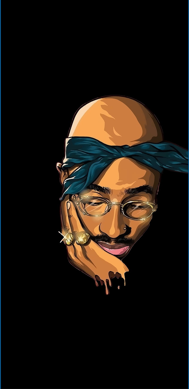 Tupac Edge, 2pac, black, blue, drawing, gangsta, og, rap, rip, HD phone wallpaper