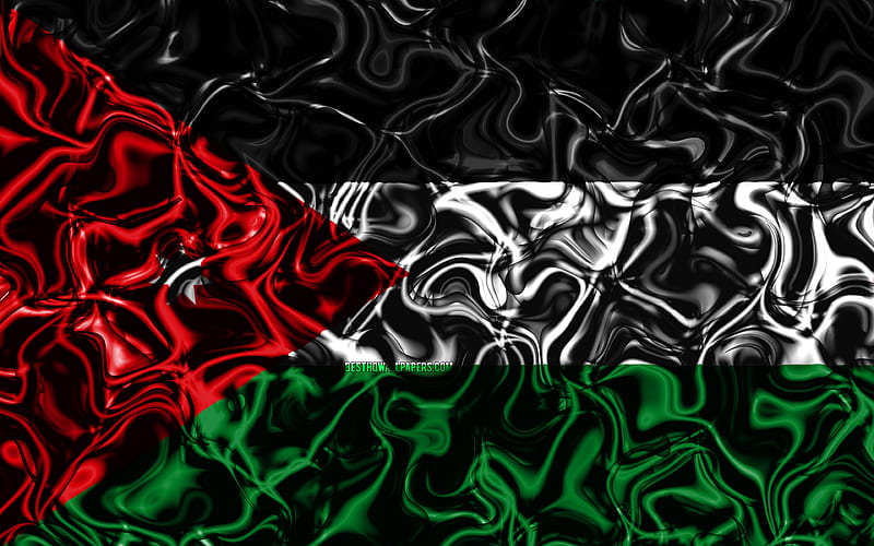 Flag of Jordan, abstract smoke, Asia, national symbols, Jordan flag, 3D art, Jordan 3D flag, creative, Asian countries, Jordan, HD wallpaper