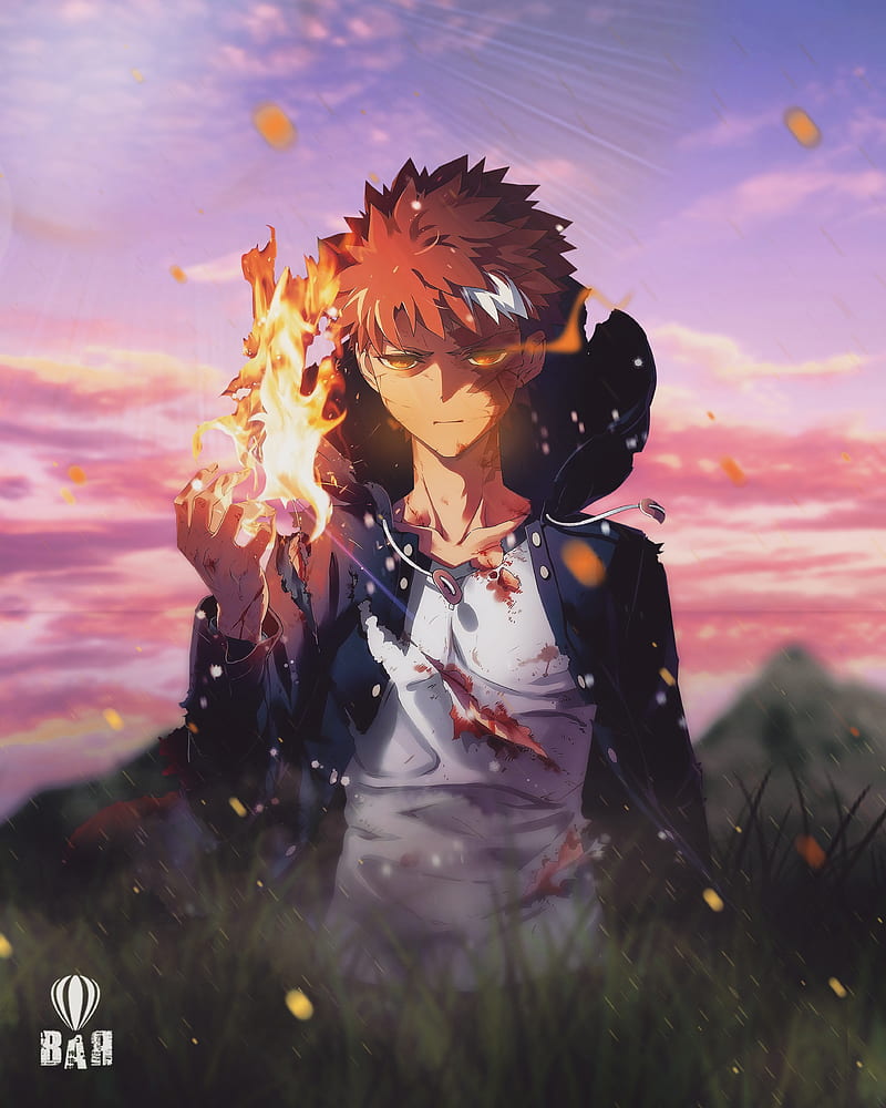 HD wallpaper: picture-in-picture, anime, fire, anime boys