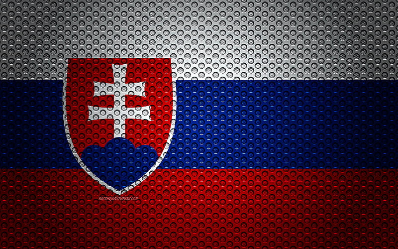 Flag of Slovakia creative art, metal mesh texture, Slovak flag, national symbol, Slovakia, Europe, flags of European countries, HD wallpaper