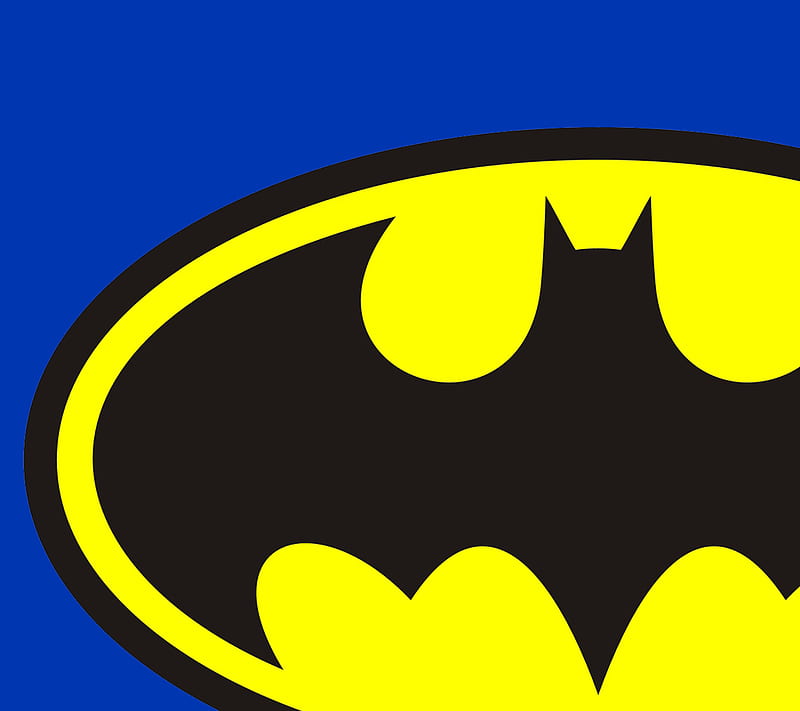 Batman, blue, logo, yellow black, HD wallpaper