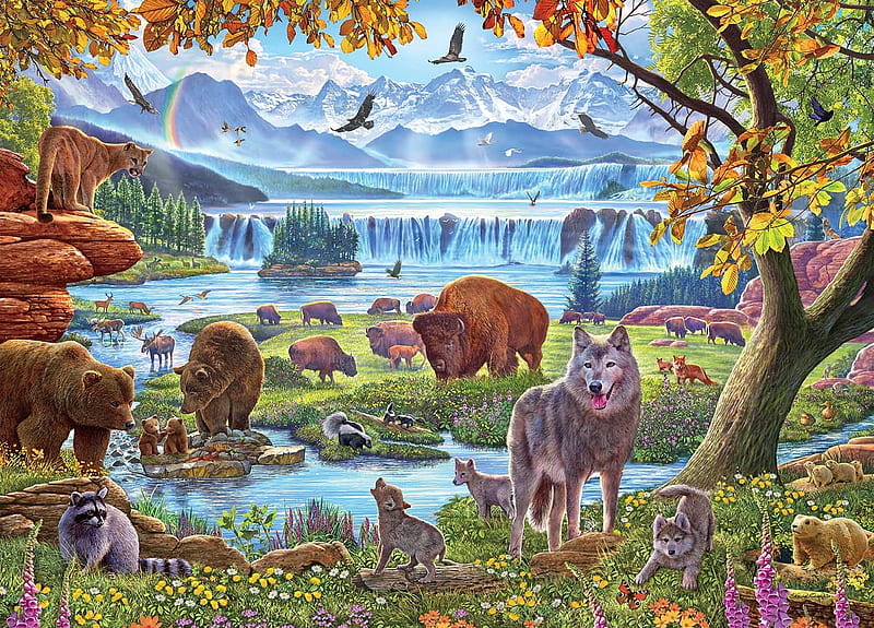 North America Wildlife, america, life, wild, north, puzzle, jigsaw, HD  wallpaper | Peakpx