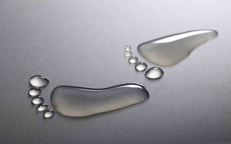 footprints-Drops of water droplets macro graphy, HD wallpaper