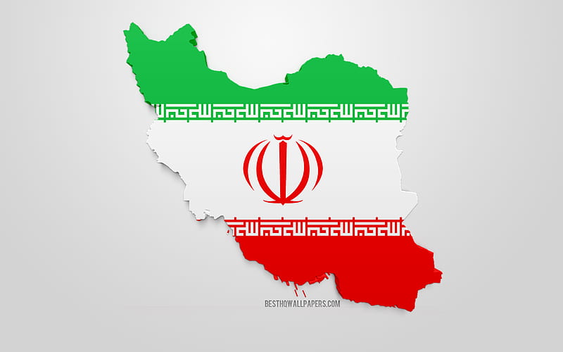 3d flag of Iran, map silhouette of Iran, 3d art, Iran flag, Asia, Iran, geography, Iran 3d silhouette, HD wallpaper