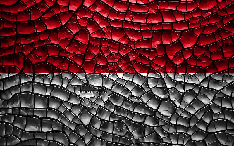 Flag of Indonesia cracked soil, Asia, Indonesian flag, 3D art, Indonesia, Asian countries, national symbols, Indonesia 3D flag, HD wallpaper