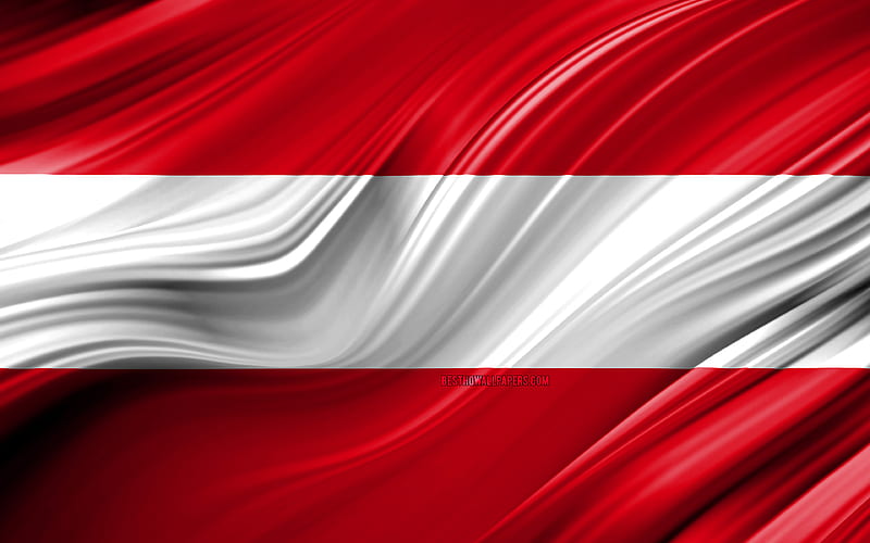 Austrian flag, European countries, 3D waves, Flag of Austria, national symbols, Austria 3D flag, art, Europe, Austria, HD wallpaper