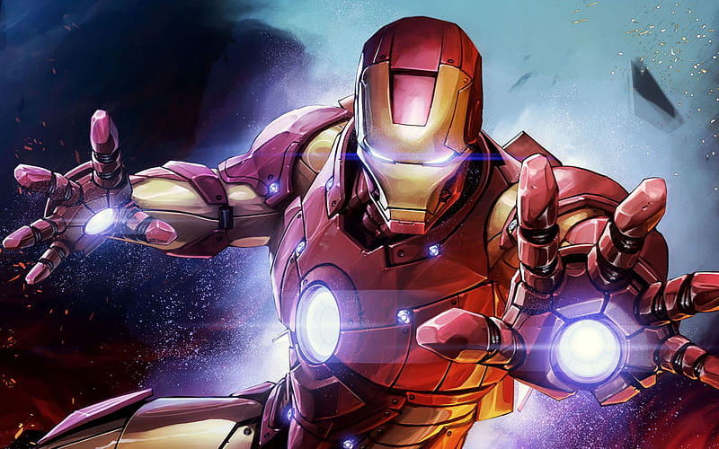 Iron Man, galaxy, superheroes, fan art, DC Comics, IronMan, HD wallpaper
