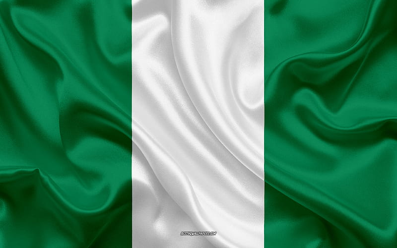Flag of Nigeria silk texture, Nigerian flag, national symbol, silk flag, Nigeria, Africa, flags of African countries, HD wallpaper