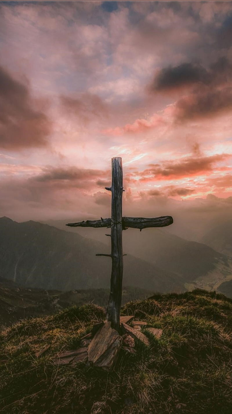 wooden Cross, jesus, christian, god, sunset, son of god, wood, HD phone wallpaper
