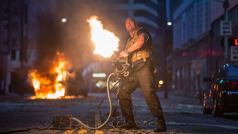 Dwayne Johnson Action Scene Fast And Furious 7, HD wallpaper