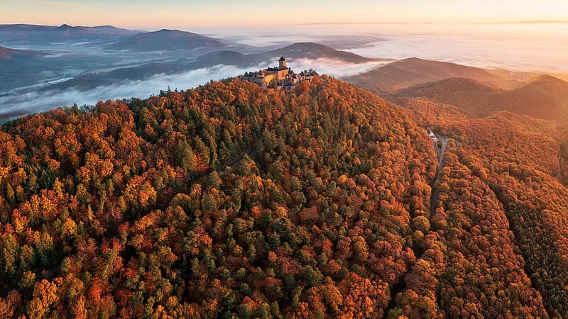 Koenigsbourg Castle Sunrise Orschwiller Alsace Bing, HD wallpaper