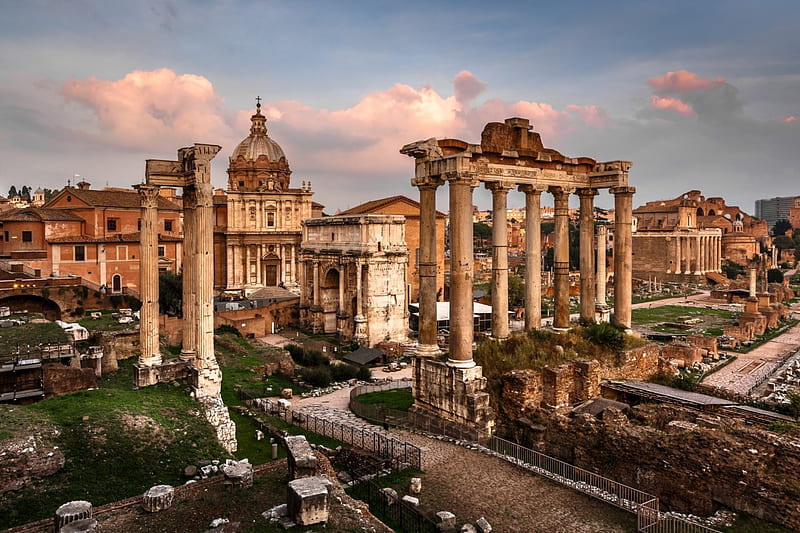 Roman Forum, architecture, ancient, Roman, Italy, ruins, The Forum, Rome, marketplace, Plaza, government buildings, Forum Magnum, HD wallpaper