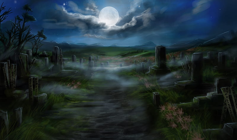 Halloween, Fog, Holiday, Cloud, Country, Spooky, Cemetery, Gravestone, HD wallpaper