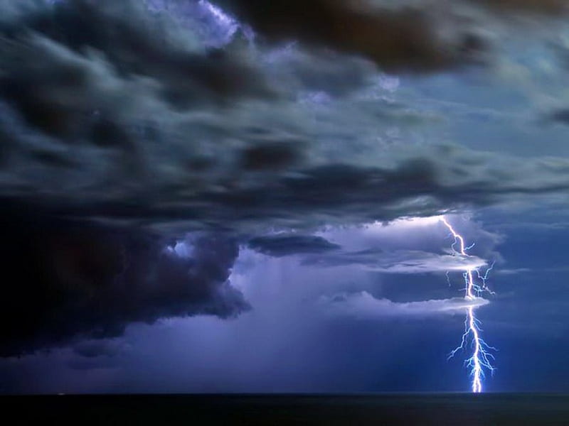 Strike in blue, lightning, storm, clouds, blue, HD wallpaper | Peakpx